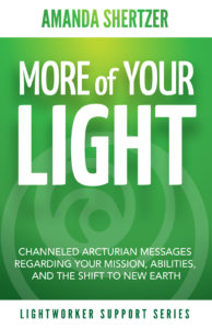 More of Your Light by Amanda Shertzer book cover - green and white with symbol